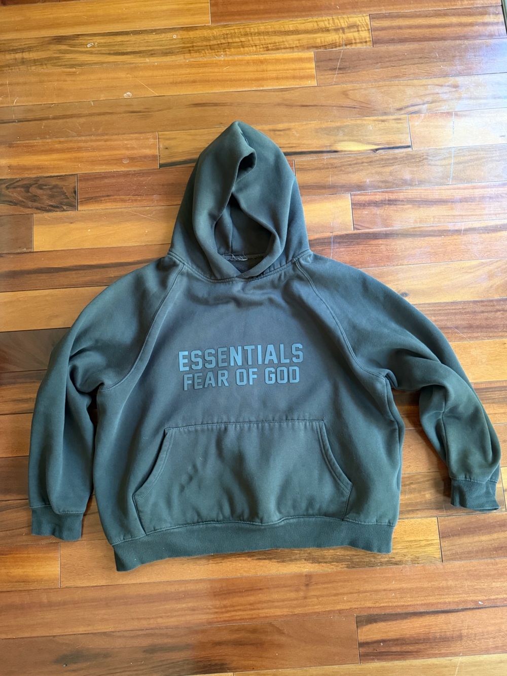Fear of God Essentials Washed Black Crewneck Hoodie